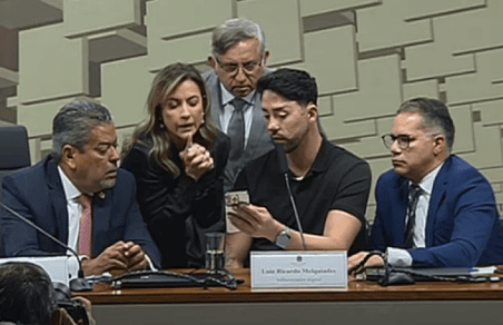 O influenciador Rico Melquiades foi convocado depõe na CPI das Bets nesta quarta-feira (14/5) - (crédito: Reprodução Tv Senado )