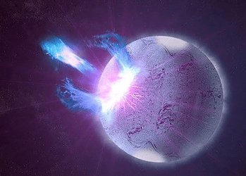 Ilustração artística de um neutron magnetizado - Foto: S. Wiessinger/NASA Goddard Space Flight Center via CNN Newsource