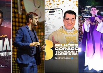 Padres Mario Sartori, Patrick Fernandes, Chrystian Shankar e Reginaldo Manzotti: sacerdotes têm milhões de seguidores nas redes