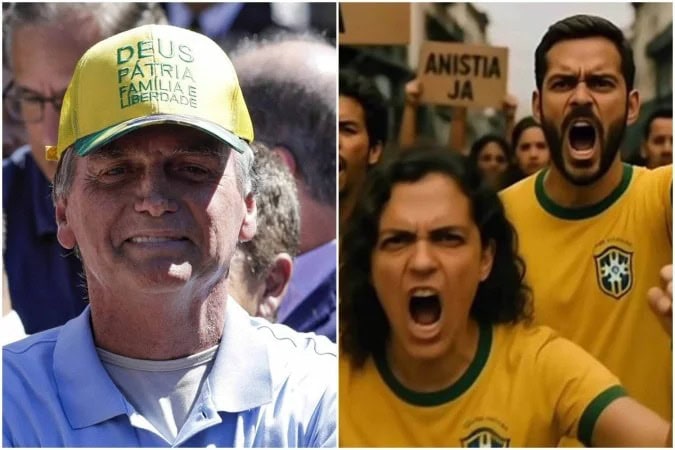 O ex-presidente Bolsonaro disse que pretende estar presente no início da caminhada em prol da anistia - (crédito: Sergio Lima / AFP e Reprodução/Redes sociais)
