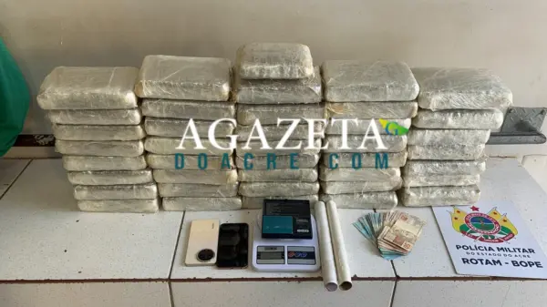 Homem é preso com mais de 40 kg de maconha no Bahia Nova, em Rio Branco