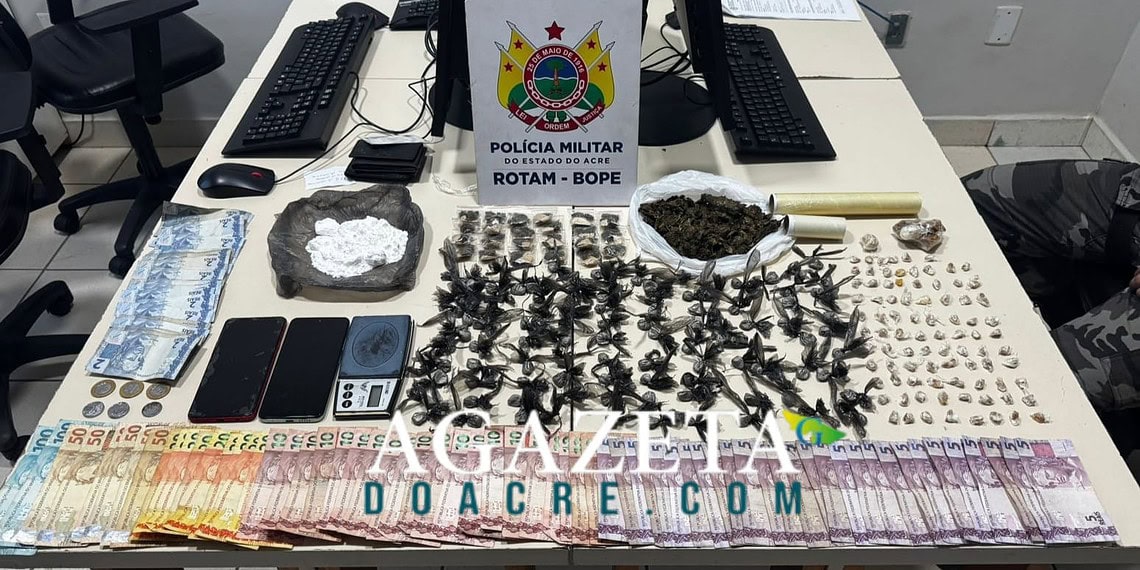 Policia prende dupla com drogas e dinheiro após denúncia em Rio Branco
