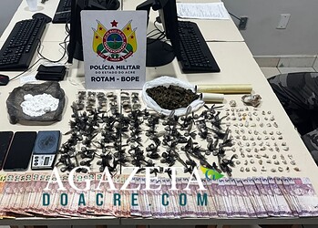 Policia prende dupla com drogas e dinheiro após denúncia em Rio Branco