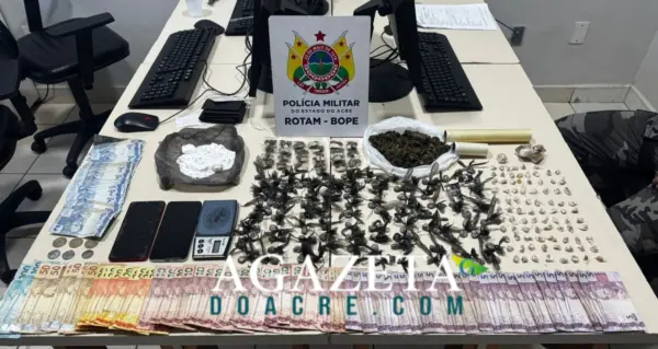 Policia prende dupla com drogas e dinheiro após denúncia em Rio Branco