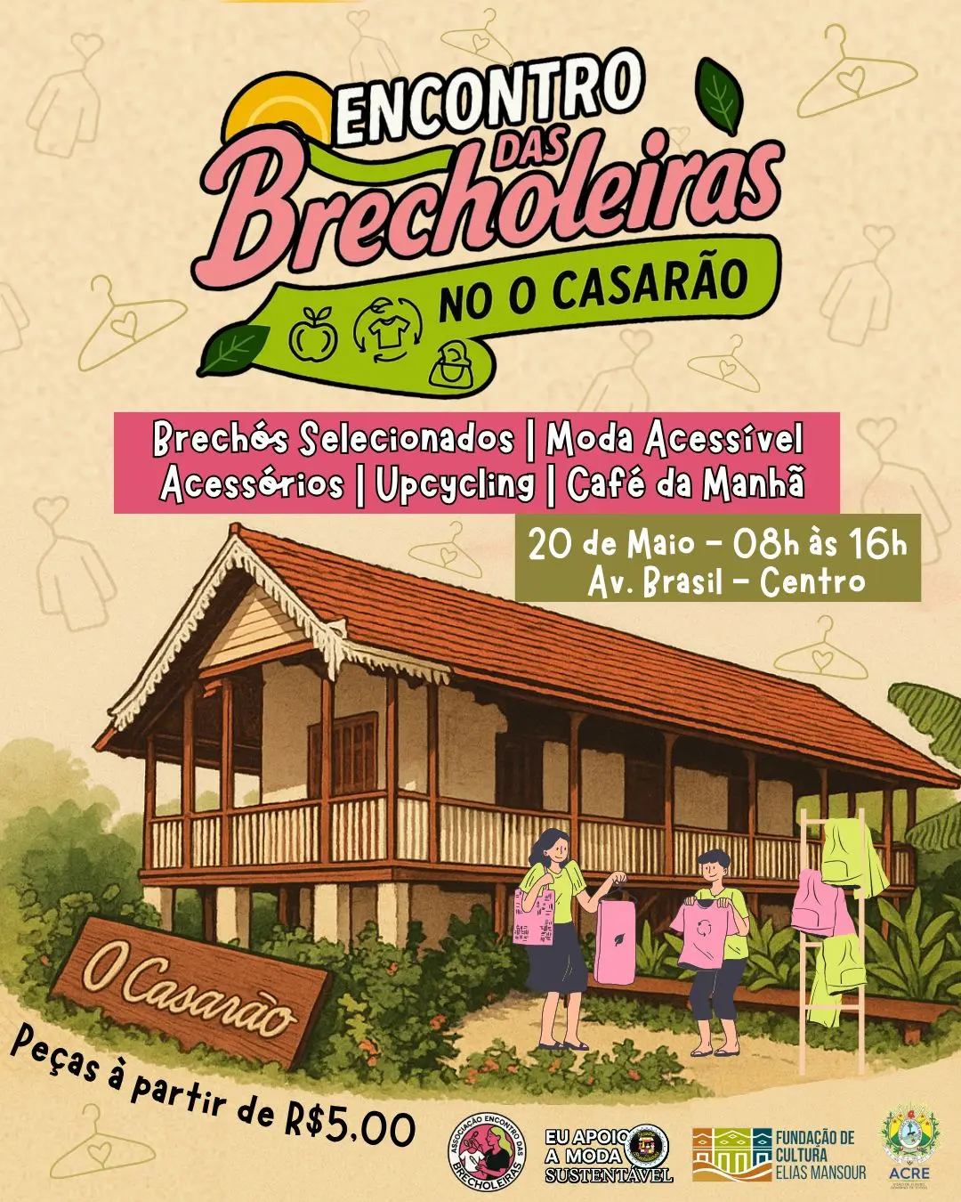 Encontro das Brecholeiras n'O Casarão terá peças de roupas a partir de R$ 5