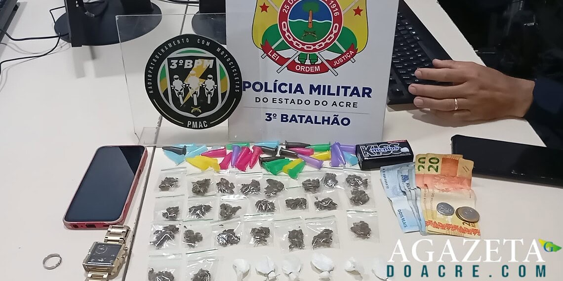 Polícia Militar flagra grupo com drogas durante patrulhamento em Rio Branco