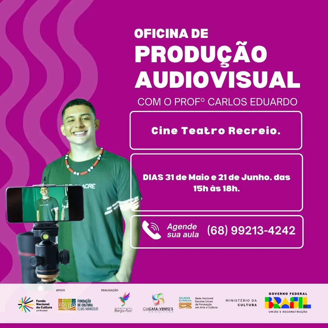Escola de Arte e Cultura Beija-Flor abre inscrições gratuitas para oficina de audiovisual em Rio Branco