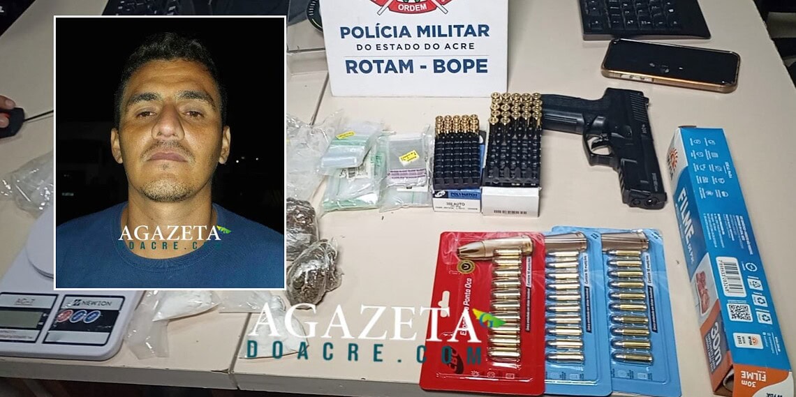 Homem é preso por tráfico de drogas e munições de uso restrito em Rio Branco
