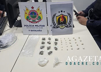 Jovem é preso com drogas em beco e diz atuar a mando de dois traficantes em Rio Branco