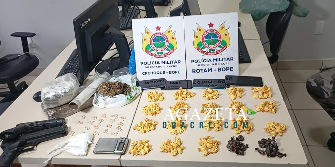 Monitorado por tornozeleira eletrônica é preso por tráfico de drogas com simulacros de arma em Rio Branco