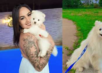 Emilly Talita Rodrigues e seu cachorro Theodoro • Reprodução/Redes Sociais