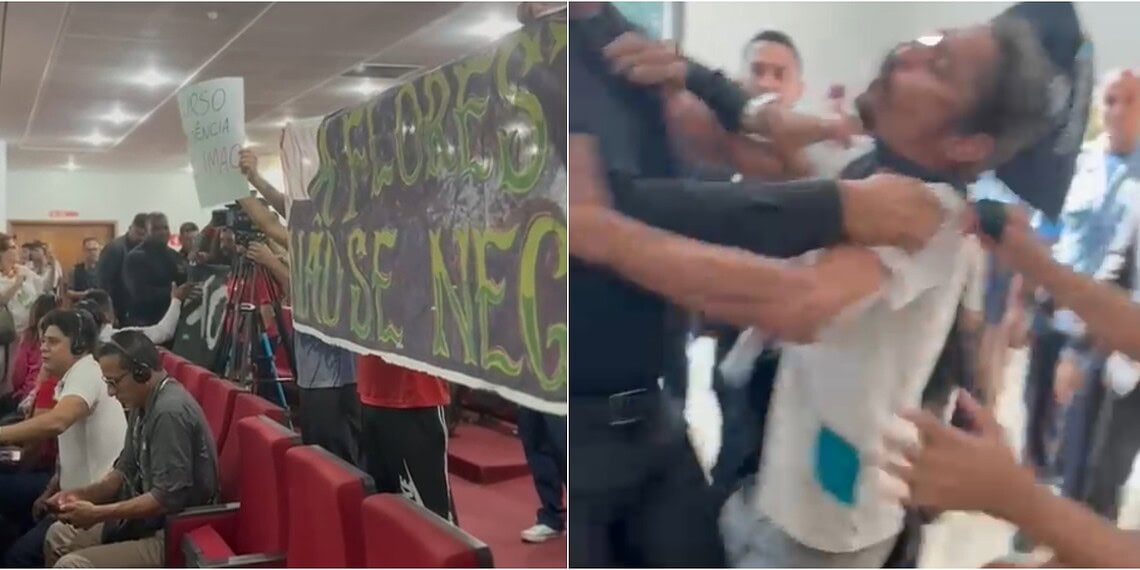 Manifestação interrompe discurso de Gladson Cameli na GCF Task Force e termina em confronto na Ufac; veja vídeo