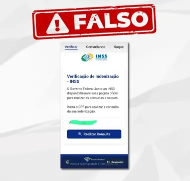 Links falsos estão circulando nas redes sociais para consulta a suposto direito de segurados do INSS à indenização