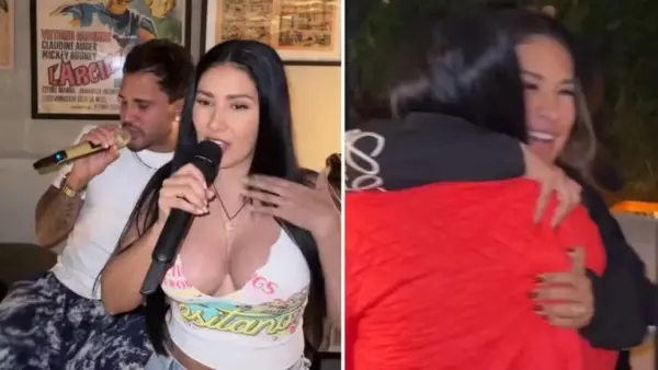 Afastada dos palcos, Simaria canta e encontra irmã Simone em mansão de Lucas Guimarães e Carlinhos Maia