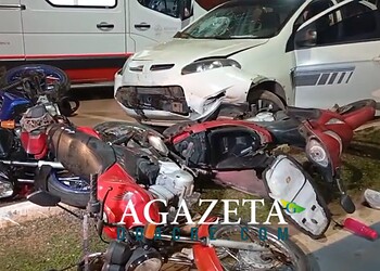 Adolescente foge da polícia, perde controle e bate em quatro motos em Rio Branco; família com crianças fica ferida