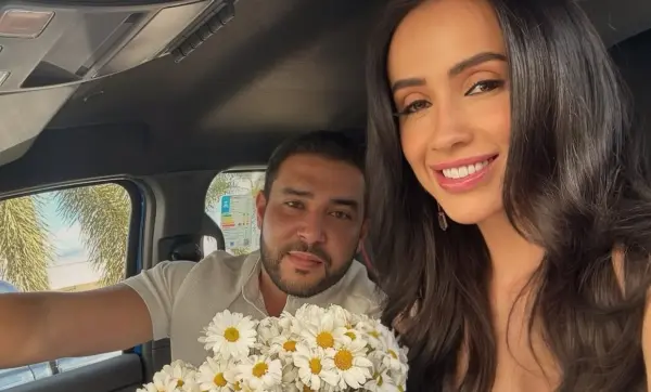 Juh Vellegas posta foto com noivo e buquê e faz mistério: ‘E se a gente tiver indo casar?’