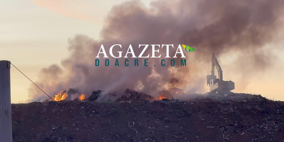 Incêndio atinge aterro da Prefeitura de Rio Branco e mobiliza equipes dos Bombeiros