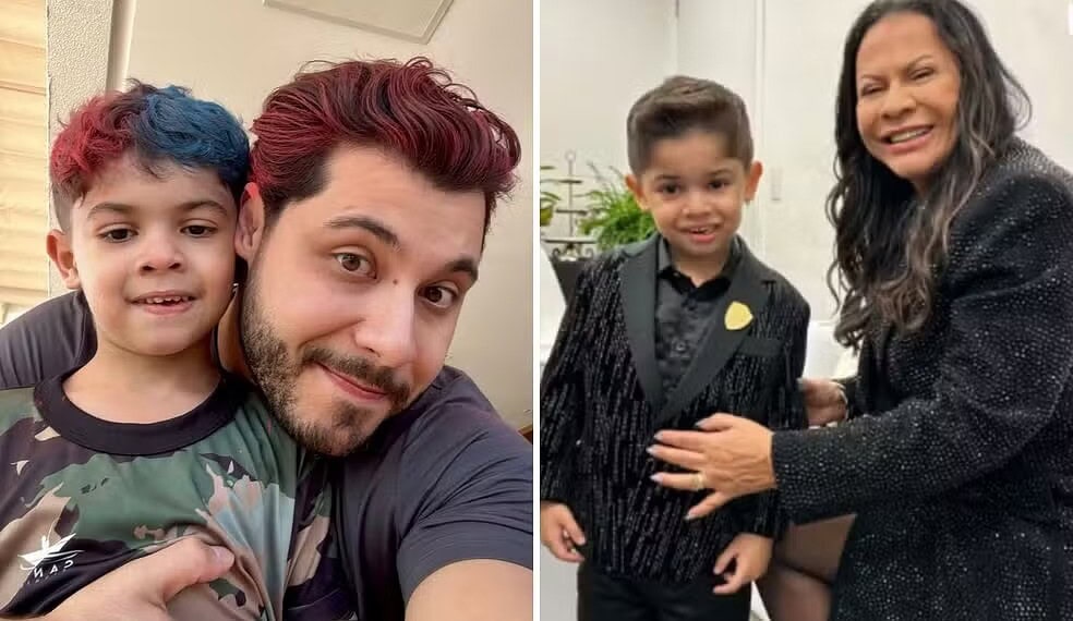 Murilo Huff e Ruth Moreira com o pequeno Leo, de 5 anos — Foto: — Fotos: Reprodução/Instagram de Murilo Huff e Dona Ruth