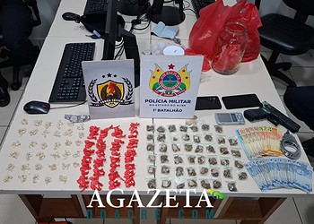 Ação rápida da PM prende dupla com drogas, simulacro e algema em apartamento no Parque das Palmeiras
