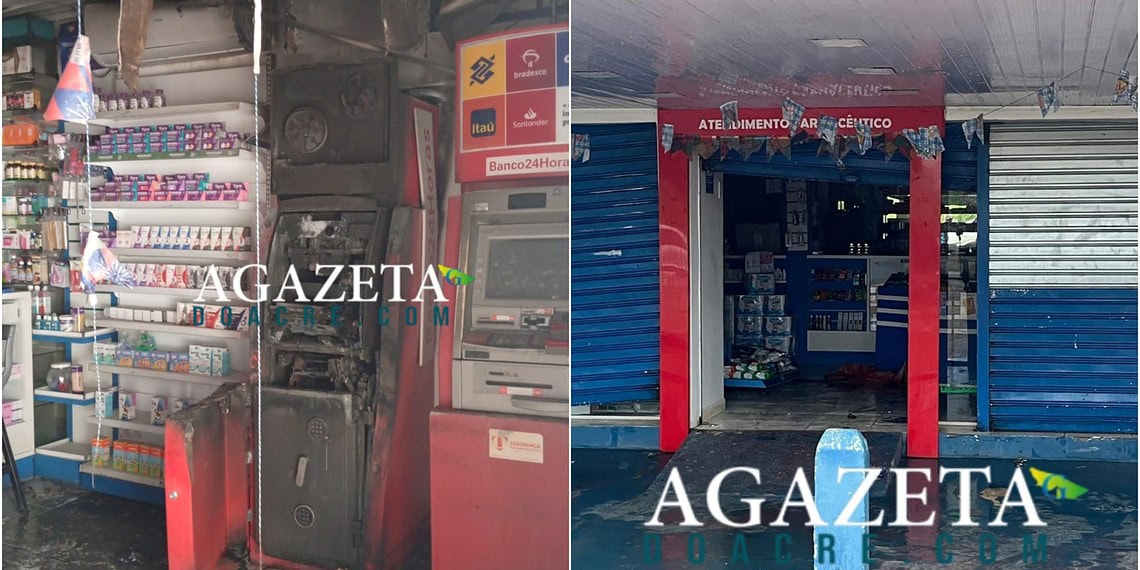 Criminosos invadem farmácia e explodem caixa eletrônico em Rio Branco