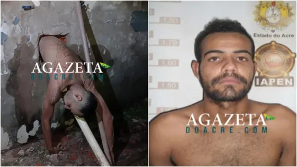 Preso fica entalado em buraco ao tentar fugir do presídio de Rio Branco e é resgatado pelos Bombeiros; VÍDEO