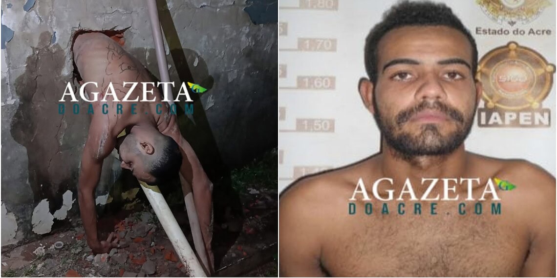 Preso fica entalado em buraco ao tentar fugir do presídio de Rio Branco e é resgatado pelos Bombeiros; VÍDEO