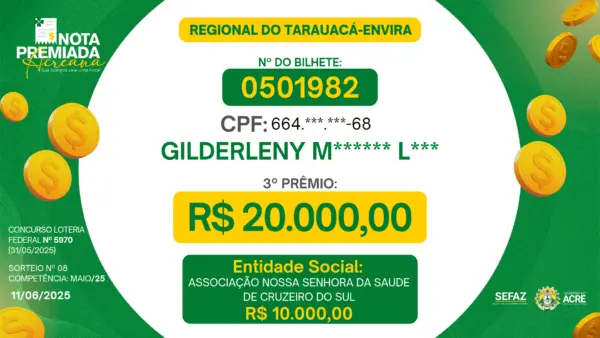 Governo sorteia mais 15 ganhadores da Nota Premiada; veja os nomes