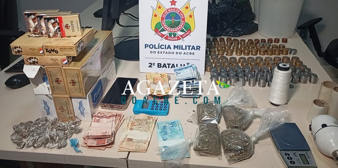 Casal é preso por tráfico na Cidade do Povo com drogas, câmera de segurança e quase R$ 600 em moedas