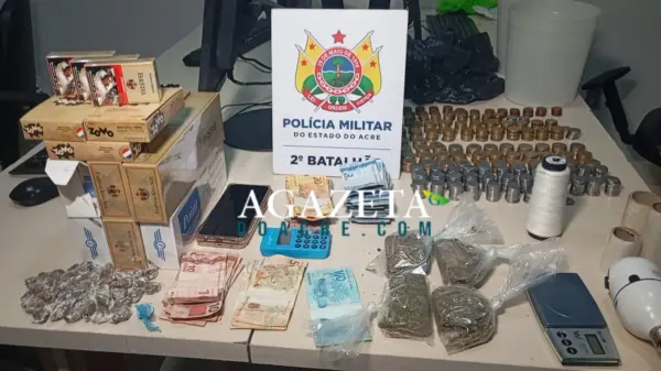 Casal é preso por tráfico na Cidade do Povo com drogas, câmera de segurança e quase R$ 600 em moedas