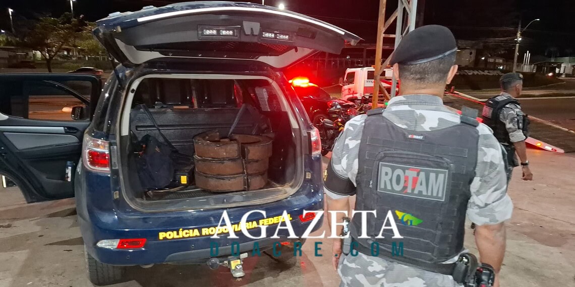 Carregamento de pasta base de cocaína é encontrado em pneus de caminhonete na BR-364