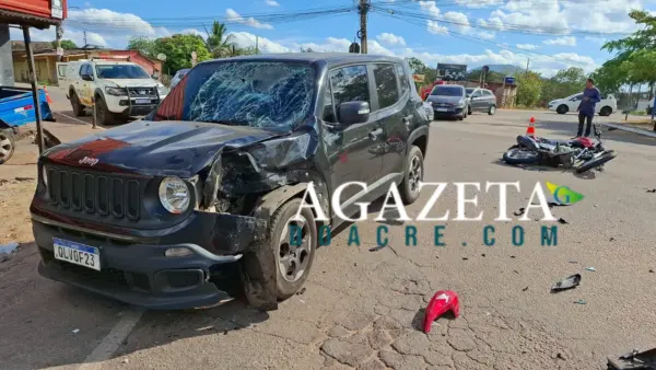 Motociclista sofre fratura exposta após colisão com carro em cruzamento de Rio Branco