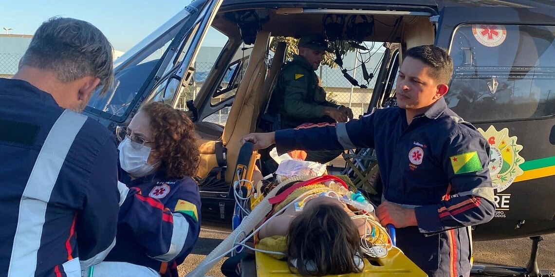 Ciopaer realiza resgate aeromédico de criança em estado grave em Brasileia. Foto: Dhárcules Pinheiro/ Ascom Sejusp