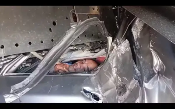 Milagre na estrada: pai de família fica preso entre ferragens de carro esmagado por caminhão; todos sobreviveram