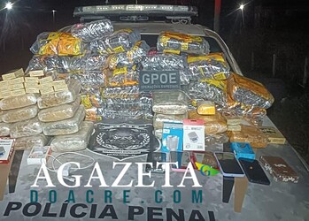 Dupla é presa ao tentar arremessar drogas, tabaco e celulares para dentro do presídio em Rio Branco