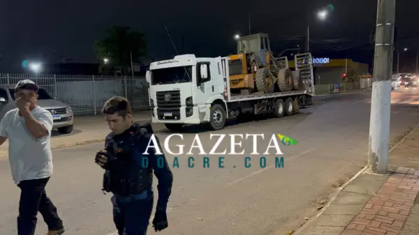 Homens são presos ao tentar furtar retroescavadeira avaliada em R$ 140 mil na zona rural de Rio Branco