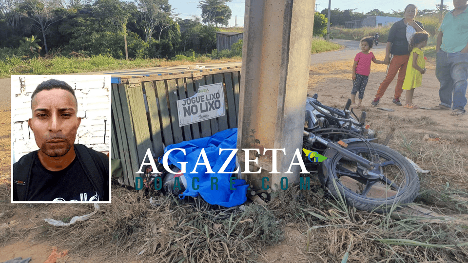 Motociclista morre após perder controle da moto e bater em poste em ramal no interior do Acre