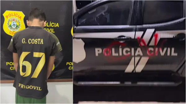 Adolescente de 13 anos é apreendido por pichar viatura com sigla de facção no Acre
