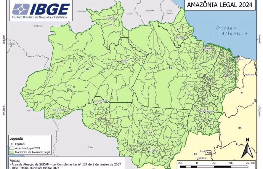 Mapa oficial do IBGE apaga o Acre e troca Mato Grosso por Mato Grosso do Sul
