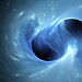 Ilustração de buracos negros se fundindo no espaço  • Sakkmesterke/Science Photo Library RF/Getty Images
