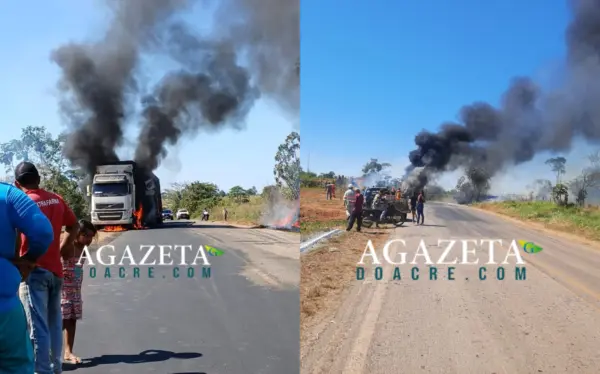 Caminhão boiadeiro é destruído por incêndio enquanto aguardava liberação na BR-317