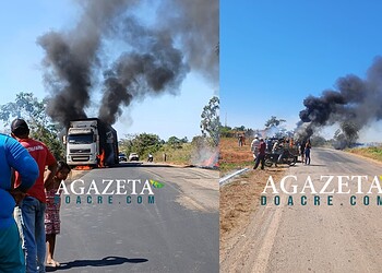 Caminhão boiadeiro é destruído por incêndio enquanto aguardava liberação na BR-317
