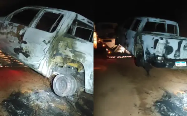 Caminhonete é encontrada em chamas em ramal da zona rural de Porto Acre