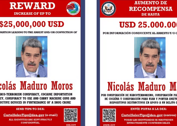 Governo dos EUA divulga recompensa por informações sobre Maduro — Foto: Reprodução/X