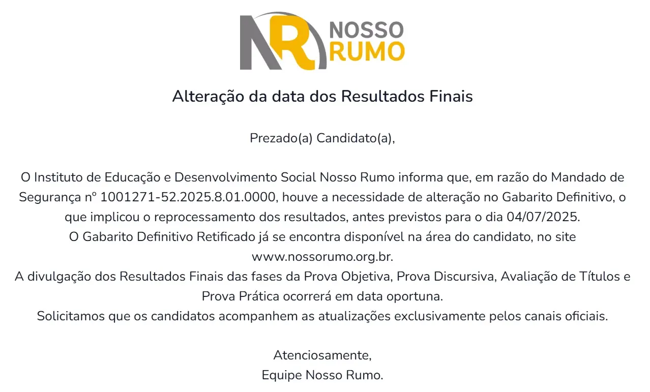Concurso da Educação: Divulgação do resultado final do certame é adiada após decisão judicial