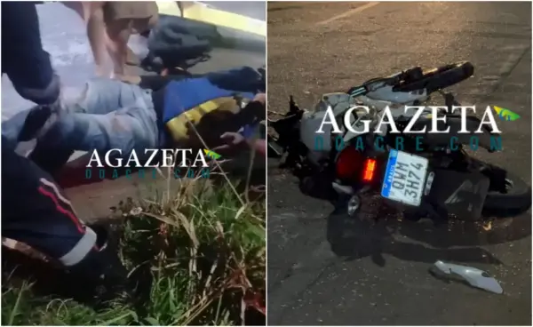 Mototaxista fica ferido após ser atingido por caminhonete que avançou preferencial em Rio Branco; motorista fugiu
