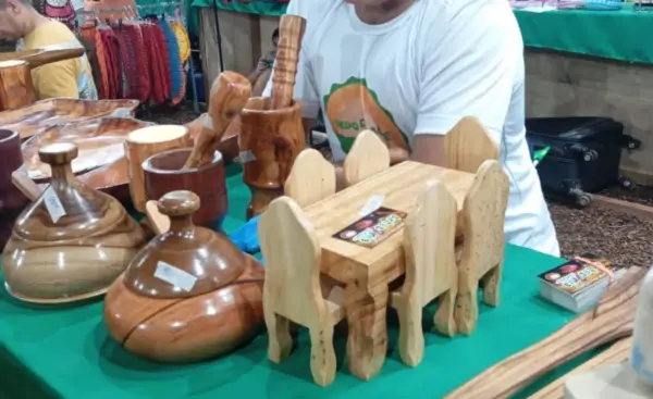 Artesanato sustentável ganha destaque na Expoacre 2025 com criações de artista acreano