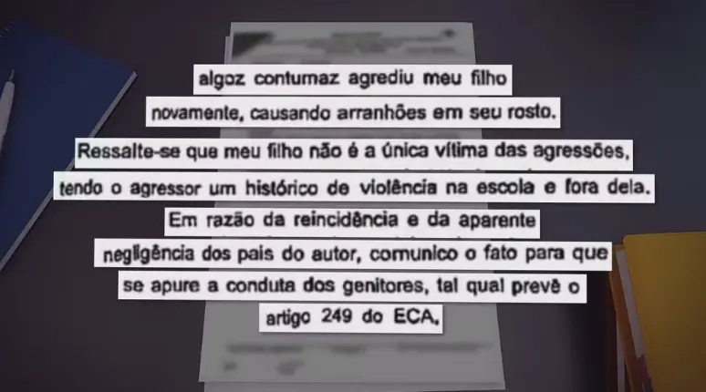 Boletim de ocorrência que pai de menino registrou contra criança de 2 anos. — Foto: TV Globo/Reprodução