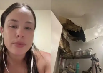 Mulher gastava mais de R$ 13 mil em aluguel de apartamento cujo teto desabou — Foto: Reprodução/TikTok