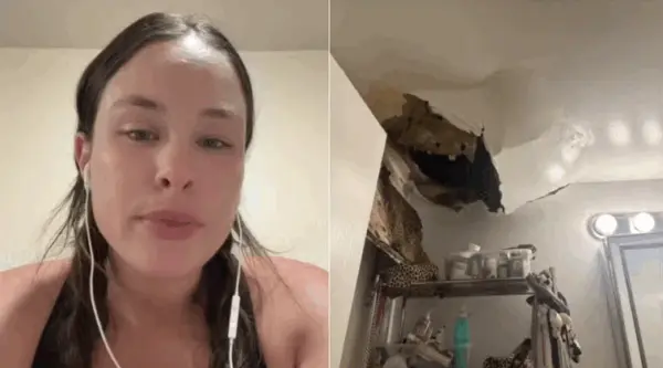 Em pânico, moradora deixa apartamento em área nobre após teto desabar e liberar 'milhares de baratas'