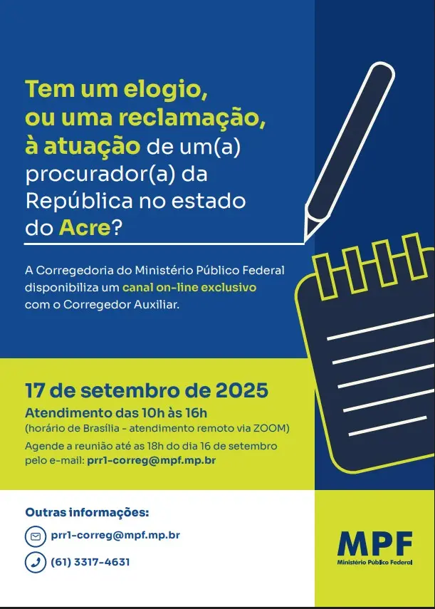 MPF promove atendimento virtual no Acre para ouvir população e avaliar procuradores 2 MPF promove atendimento virtual no Acre para ouvir população e avaliar procuradores